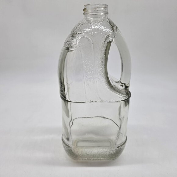 Unbranded Other - Clear Embossed Glass Jug With Handle Milk Glass Bottle Shape 10"